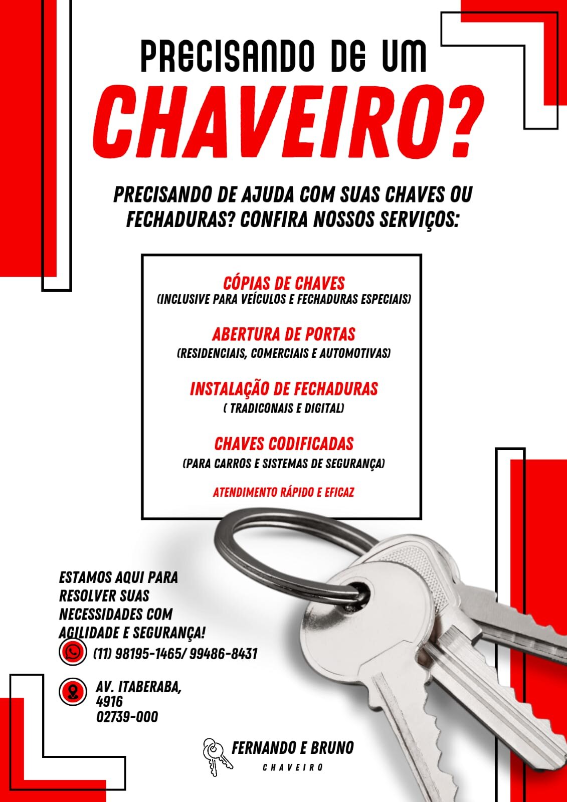 F&B Chaveiro na Zona Norte
