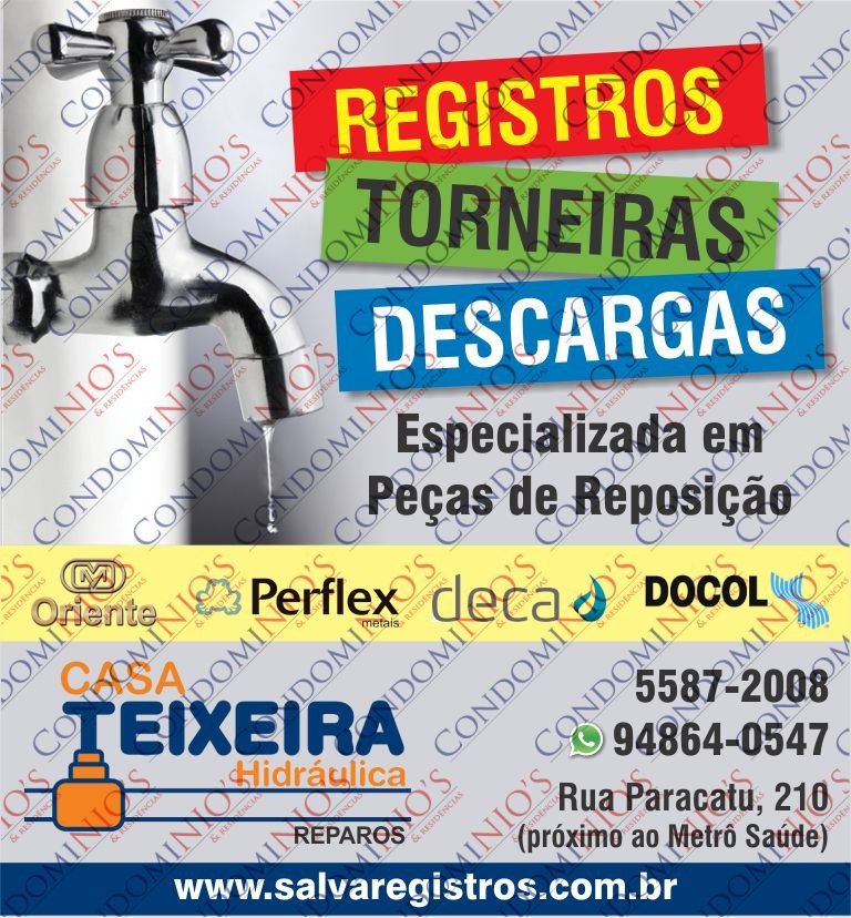 Especializado Em Peças De Reposição Torneiras E Registros São Paulo - Casa Teixeira Reparos 