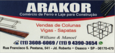 Arakor Comercio de Ferro e Laje em Osasco