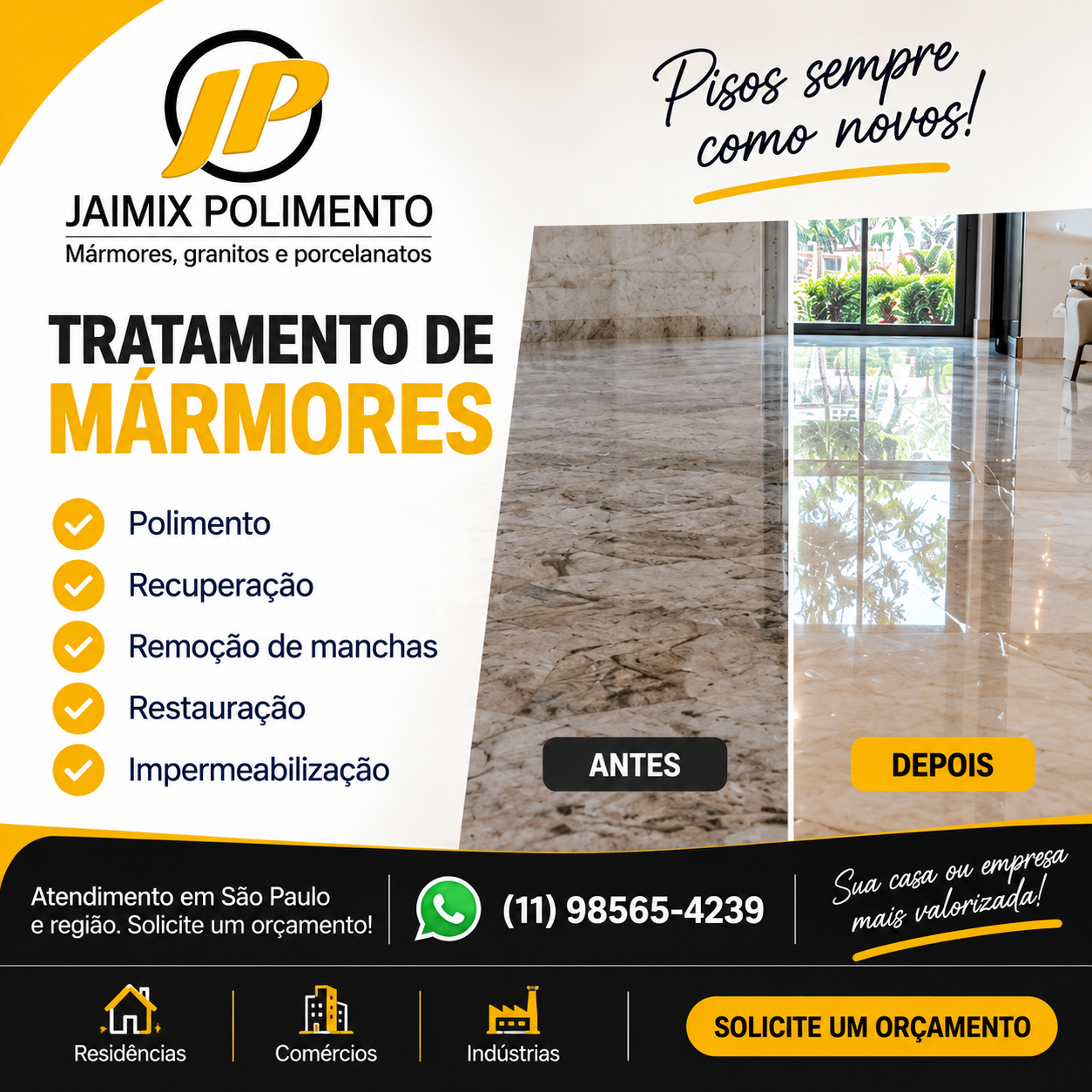 Jaimix Polimento de Mármores, Granitos e Porcelanatos na Zona leste