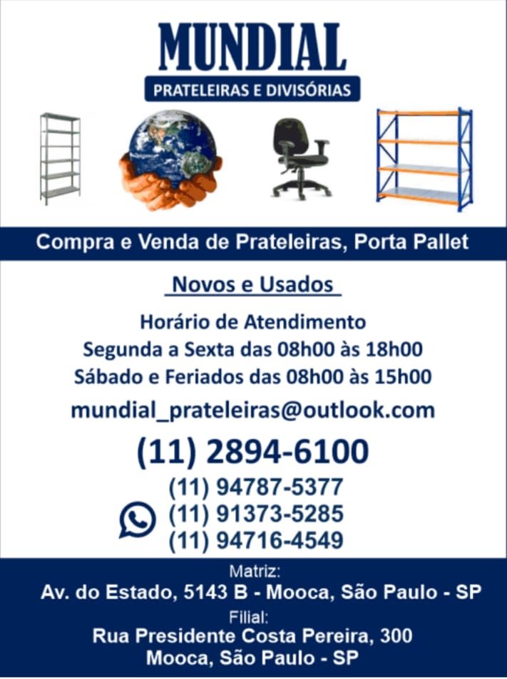 Mundial Prateleiras e Divisórias na Zona leste
