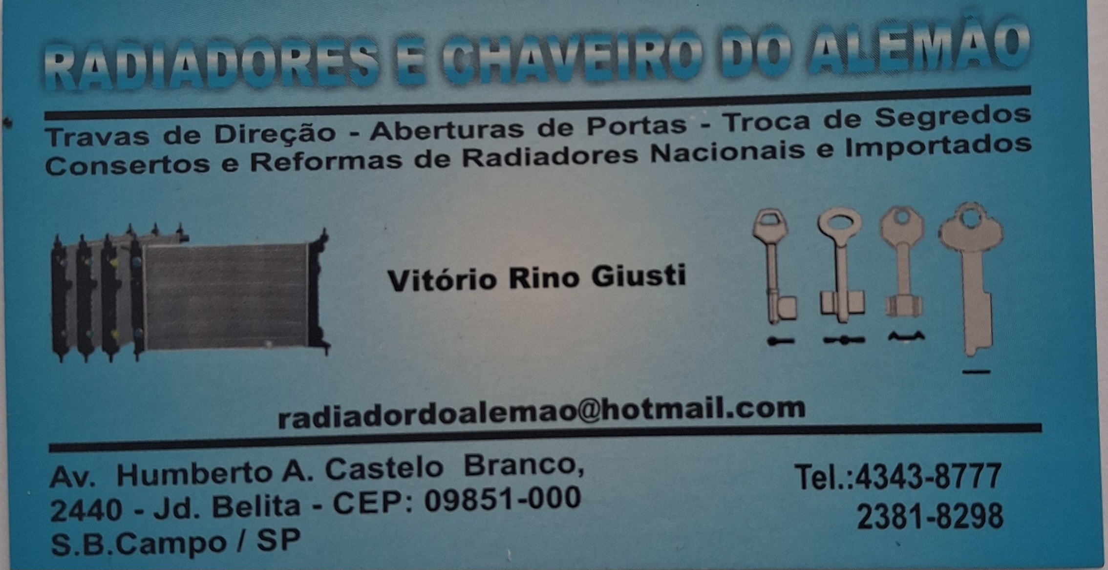 Radiadores e Chaveiro do Alemão em São Bernardo do Campo