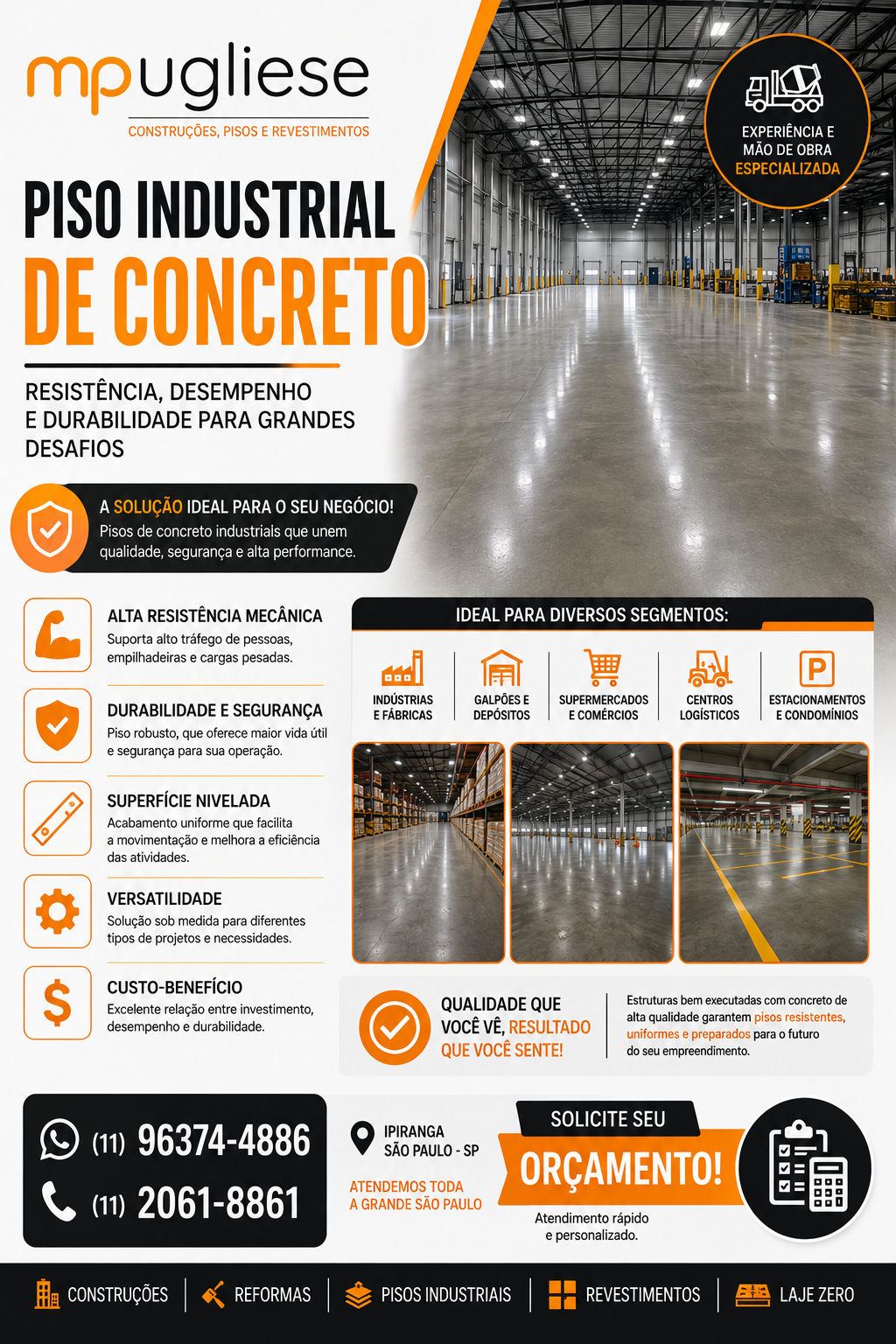 M Pugliese Piso de Concreto no Ipiranga SP