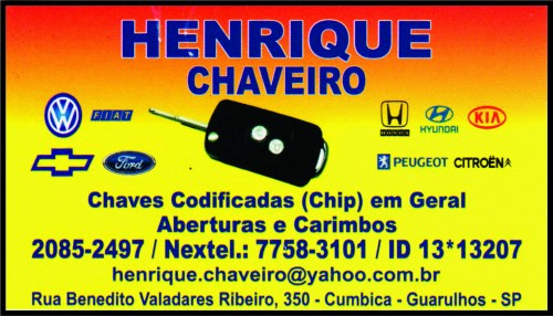HENRIQUE CHAVEIRO - Chaveiro 24 horas em Guarulhos